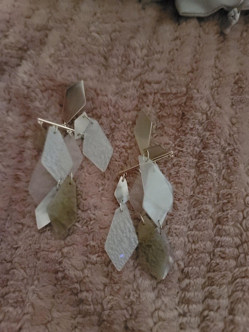 Kendra Scott White and Gold Layered Diamond Dangle Earrings